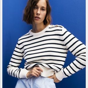 Zara Striped Button Knit Sweater